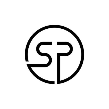 İlk Çember SP harfi Logo Tasarım Şablonu. Soyut Harf SP logosu Tasarımı