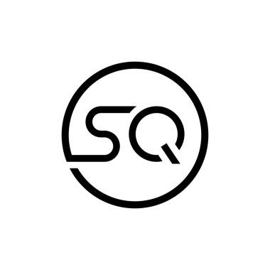 İlk Çember SQ harfi Logo Tasarım Şablonu. Soyut Harf SQ logosu Tasarımı