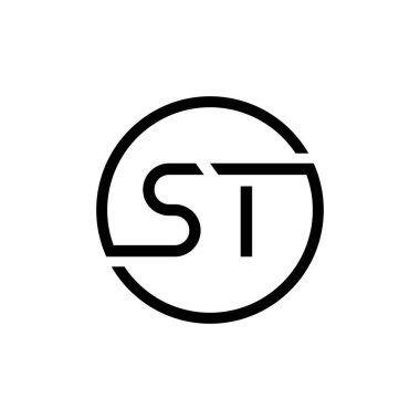 Baş Çember ST harfi Logo Tasarım Şablonu. Soyut Harf ST logo Tasarımı