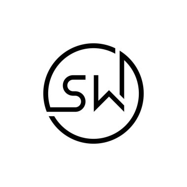 İlk Çember SW harf Logo Tasarım Şablonu. Soyut Harf SW logo Tasarımı
