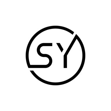 İlk Çember SY harf Logo Tasarım Şablonu. Soyut Harf SY logosu Tasarımı