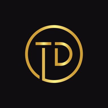 İlk Çember TD harf Logo Tasarım Şablonu. Soyut Harf TD logo Tasarımı