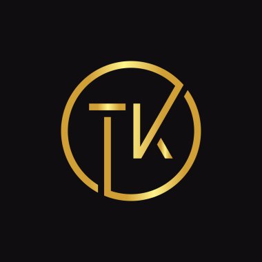 Baş Çember TK harfi Logo Tasarım Şablonu. Soyut Harf TK logo Tasarımı