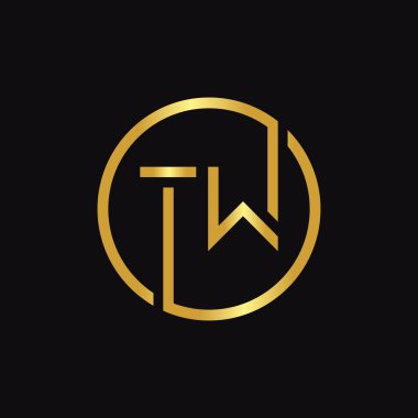 İlk Çember TW harf Logo Tasarım Şablonu. Soyut Harf TW logo Tasarımı