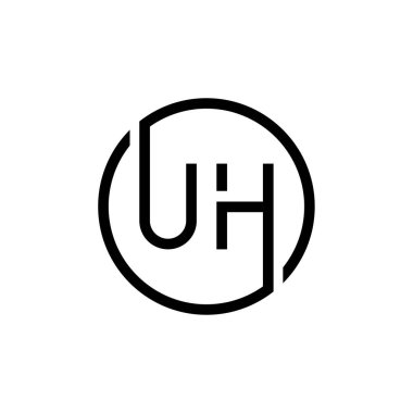İlk Çember UH harf logo tasarım vektör şablonu. Soyut Harf UH logo tasarımı