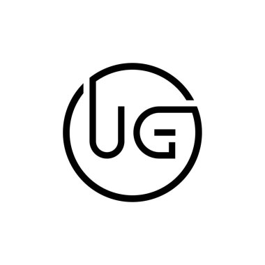Baş Çember UG harfi Logo Tasarım Şablonu. Soyut Harf UG logo Tasarımı