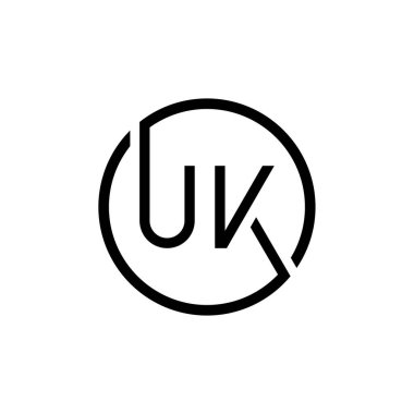 İlk Circle UK harfi Logo Tasarım Şablonu. Soyut Harf Birleşik Krallık logo tasarımı