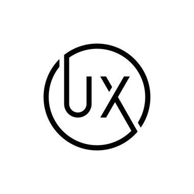 İlk Çember UX harfi Logo Tasarım Şablonu. Soyut Harf UX logo Tasarımı