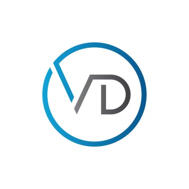 İlk Çember VD Harf Logosu Yaratıcı Tipografi Vektör Şablonu. Yaratıcı Harf VD Logo Vektörü.