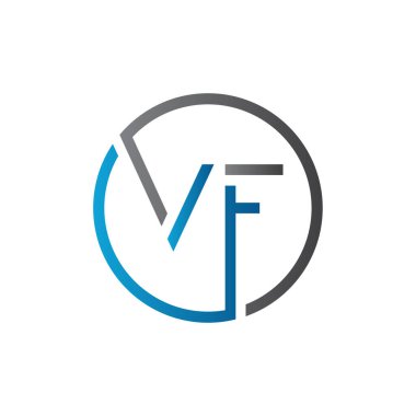 Başlangıç Çemberi VF Harf Logosu Yaratıcı Tipografi Vektör Şablonu. Yaratıcı Harf VF Logo Vektörü.