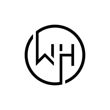 İlk Çember Harf WH Logo Tasarım Vektör Şablonu. İlk Bağlı Harf WH Logo Tasarımı