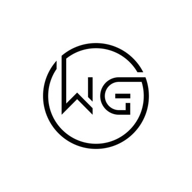 İlk Çember Harf WG Logo Tasarım Vektör Şablonu. İlk Bağlı Harf WG Logo Tasarımı