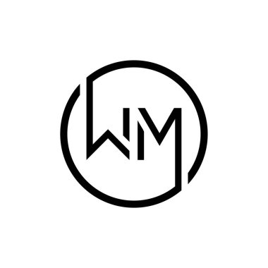 İlk Çember Harf WM Logo Tasarım Vektör Şablonu. İlk Bağlı Harf WM Logo Tasarımı