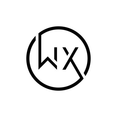 İlk Çember Harf WX Logo Tasarım Vektör Şablonu. İlk Bağlı Harf WX Logo Tasarımı