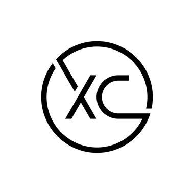 Yaratıcı Çember Harf XC Logo Tasarım Vektör Şablonu. İlk Bağlı Harf XC Logo Tasarımı