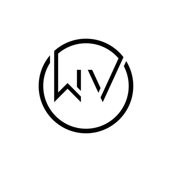 初始圆形字母Wv标志设计矢量模板 Wv标志的初步设计 — 图库矢量图片