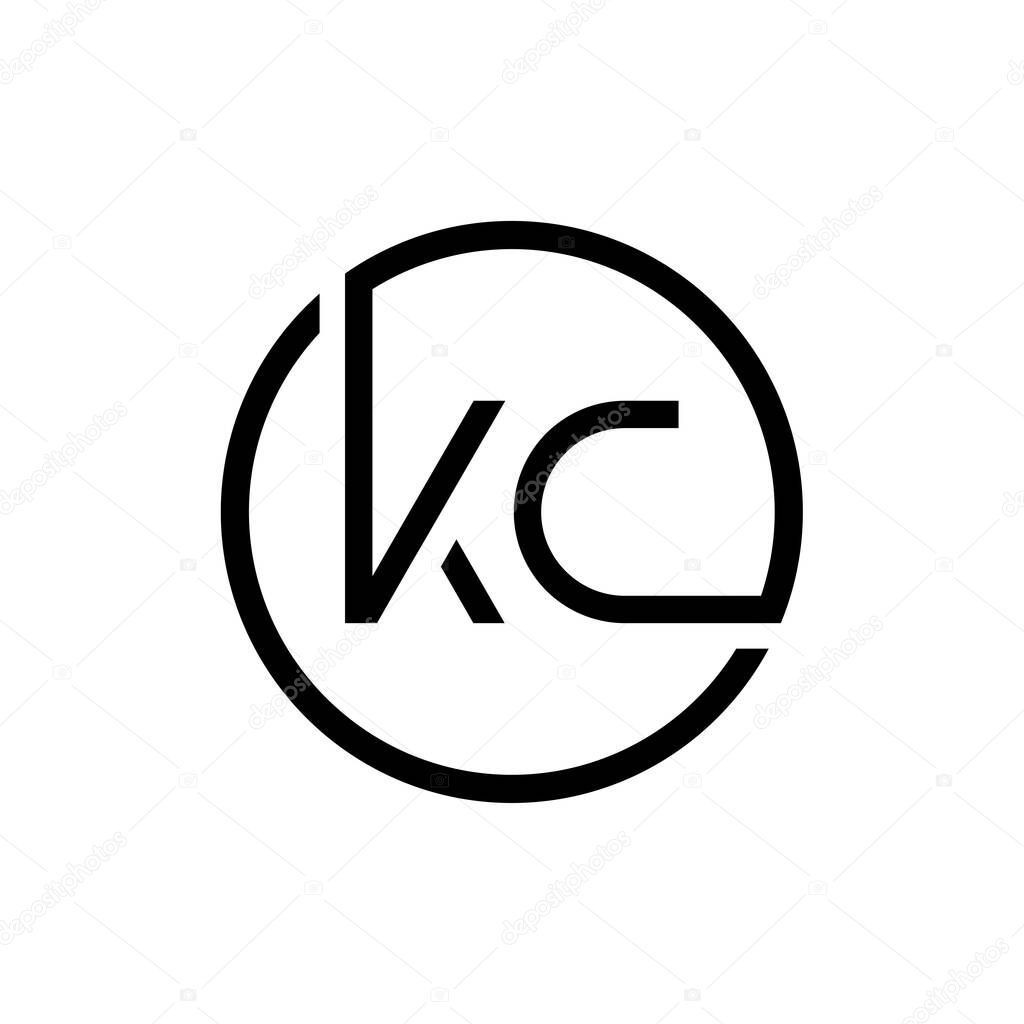 Linked Letter KC Logo Design vector Template. Creative Circle KC Minimal, Flat Logo Design Vector Illustration