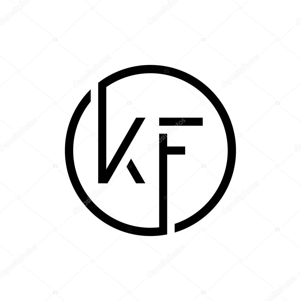 Linked Letter KF Logo Design vector Template. Creative Circle KF Minimal, Flat Logo Design Vector Illustration