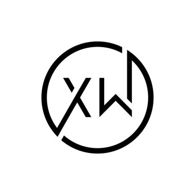Yaratıcı Çember Harf XW Logo Tasarım Vektör Şablonu. İlk Bağlı Harf XW Logo Tasarımı