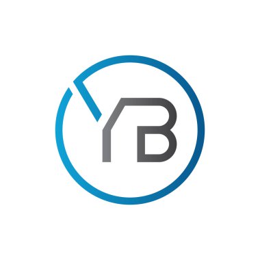 YB Logo Tasarım Vektör Şablonu. İlk Çember Harf YB Vektör İllüstrasyonu