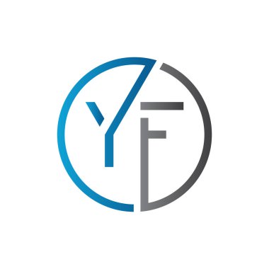 YF Logo Tasarım Vektör Şablonu. Başlangıç Çemberi Harfi YF Vektör İllüstrasyonu