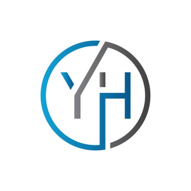 YH Logo Tasarım Vektör Şablonu. Başlangıç Çemberi Harfi YH Vektör İllüstrasyonu