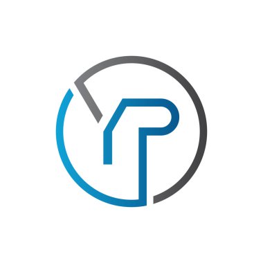 YP Logo Tasarım Vektör Şablonu. İlk Çember Harf YP Vektör İllüstrasyonu