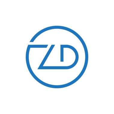 ZD Logo Tasarım Vektör Şablonu. İlk Çember Harf ZD Vektör İllüstrasyonu