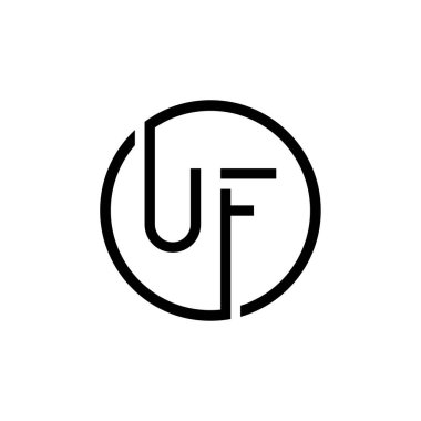 Baş Çember UF harfi Logo Tasarım Şablonu. Soyut Harf UF logo Tasarımı