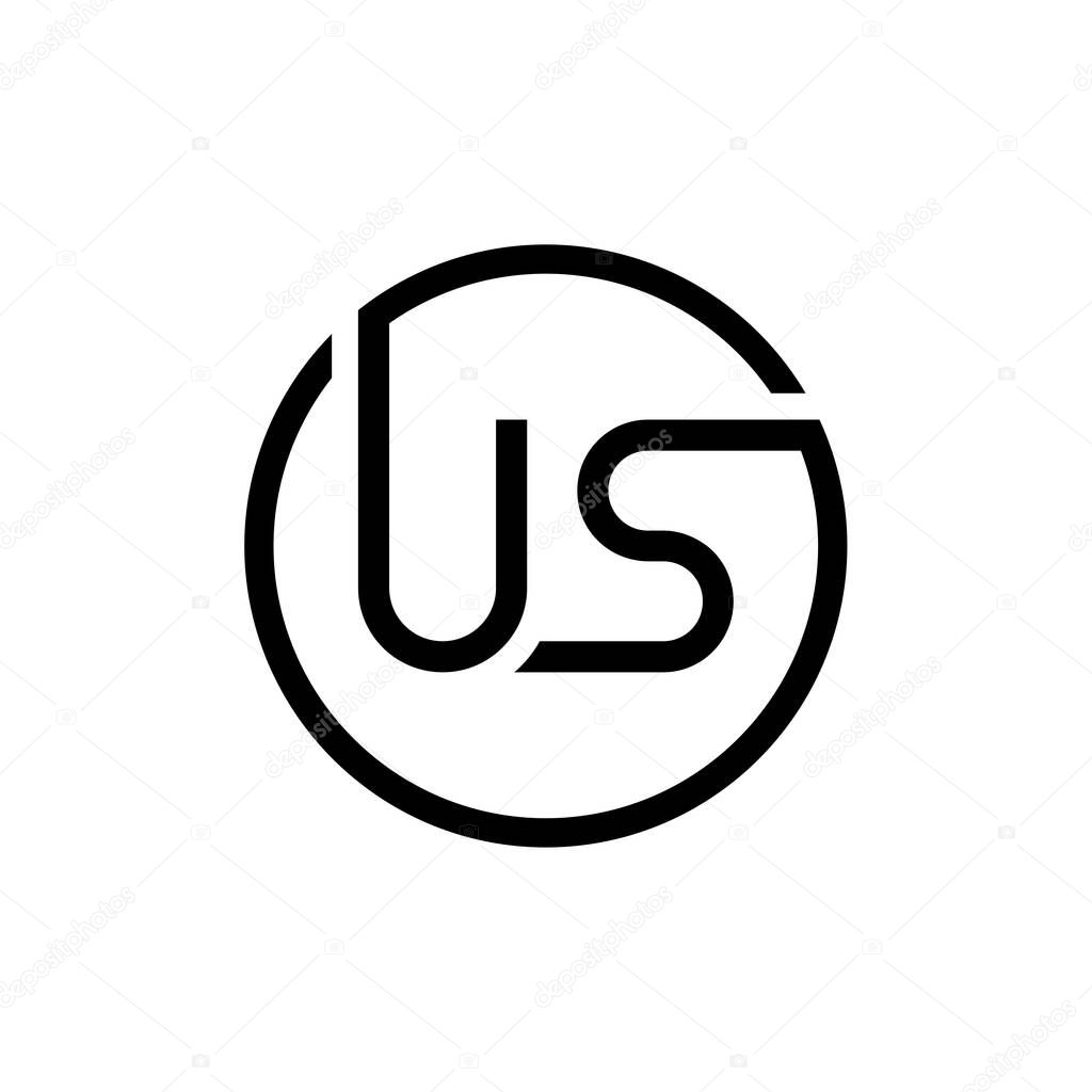 Initial Circle US letter Logo Design vector Template. Abstract Letter US logo Design