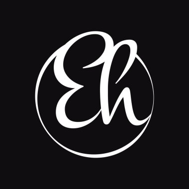 Modern Typography Vector Şablonu ile ilk EH Betik Harf Tipi Logo Tasarımı. Yaratıcı Betik Harf EH Logo Tasarımı