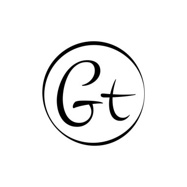 İlk GT Betik Harf Logosu Yaratıcı Tipografi Vektör Şablonu. Yaratıcı Betik Harf Harfleri Logo Tasarımı