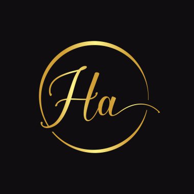 HA Betik Logo Tasarım Vektör Şablonu. İlk Kaligrafi Harfi HA Vektör İllüstrasyonu