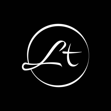 İlk LT harfi Logo Tasarım Şablonu. Soyut Betik Harf LT logo Tasarımı