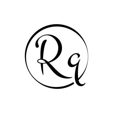 İlk rq harfi Logo Tasarım Şablonu. Soyut Betik Harf rq logo tasarımı.