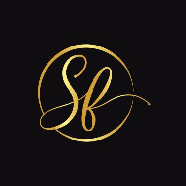İlk SF harfi Logo Tasarım Şablonu. Soyut Betik Harf Harfi Logo Tasarımı