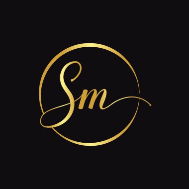 İlk SM harfi Logo Tasarım Şablonu. Soyut Betik Harf Harfi Logosu Tasarımı