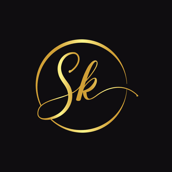 Initial SK letter Logo Design vector Template. Abstract Script Letter SK logo Design