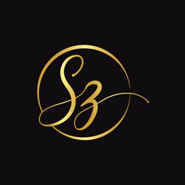 İlk SZ harfi Logo Tasarım Şablonu. Soyut Betik Harf SZ logo Tasarımı