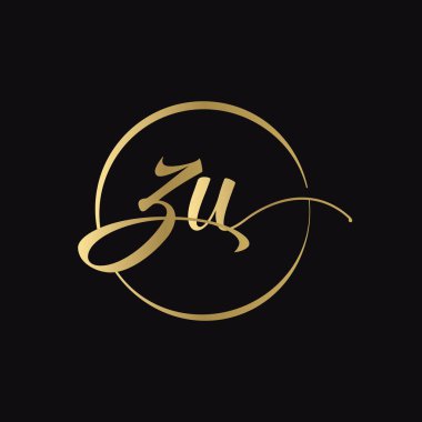 ZU harfi Logo Tasarım Vektör Şablonu. Soyut Betik Harfi ZU Vektör İllüstrasyonu