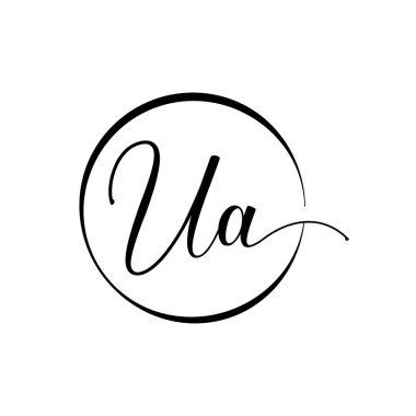 İlk UA harfi Logo Tasarım Şablonu. Soyut Betik Harf UA logo Tasarımı