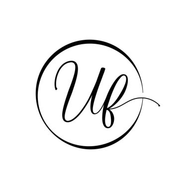 İlk UF harfi Logo Tasarım Şablonu. Soyut Betik Harf UF logo Tasarımı