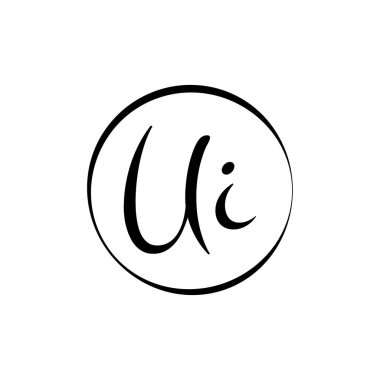 İlk UI harfi Logo Tasarım Şablonu. Soyut Betik Harf UI logo Tasarımı