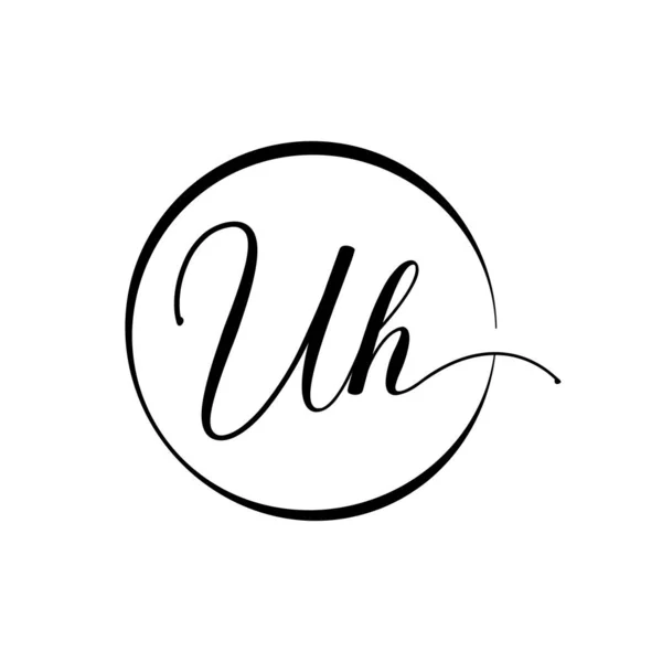 初期のUh文字ロゴデザインベクトルテンプレート アブストラクトスクリプトレターUhロゴデザイン — ストックベクタ