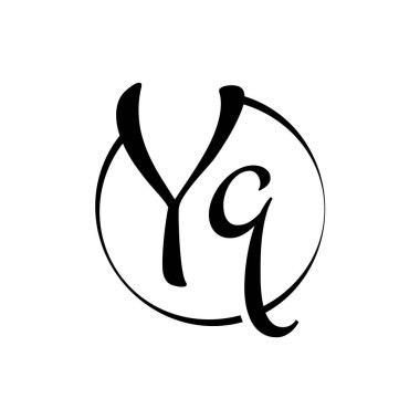 YQ harfi Logo Tasarım Vektör Şablonu. Soyut Betik Harfi YQ Vektör İllüstrasyonu