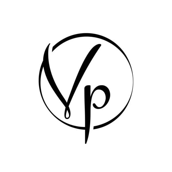 初始Vp字母标志设计向量模板 摘要脚本字母Vp标志向量 — 图库矢量图片