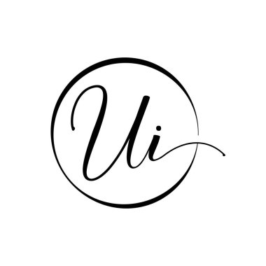 İlk UI harfi Logo Tasarım Şablonu. Soyut Betik Harf UI logo Tasarımı