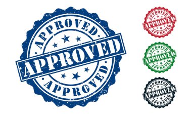 Beyaz Arkaplan 'da Grunje' nin etrafında onaylanmış lastik damga. Onaylanmış İmza Tasarım Şablonu.