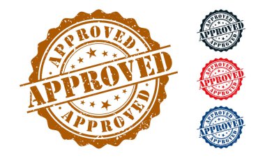 Beyaz Arkaplan 'da Grunje' nin etrafında onaylanmış lastik damga. Onaylanmış İmza Tasarım Şablonu.