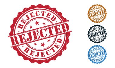 Reddedilmiş Kauçuk Damgası Grunje civarında Beyaz Arkaplanda. Reddedilmiş İmza Tasarım Vektörü İllüstrasyonu.